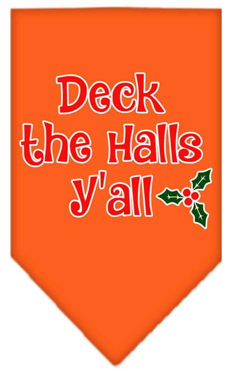 Deck the Halls Y'all Screen Print Bandana Orange Large